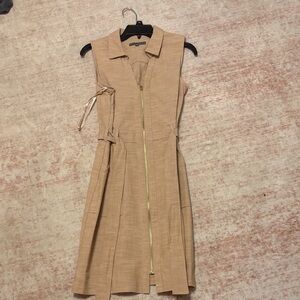 Zara Beige Collared Midi Dress